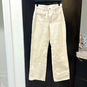 Mango High Rise Cream Denim, Wide Leg